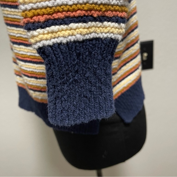 Madewell Arden V-Neck Crop Pullover Sweater Women's Size XXS Multi Stripe AC786 - Picture 4 of 8